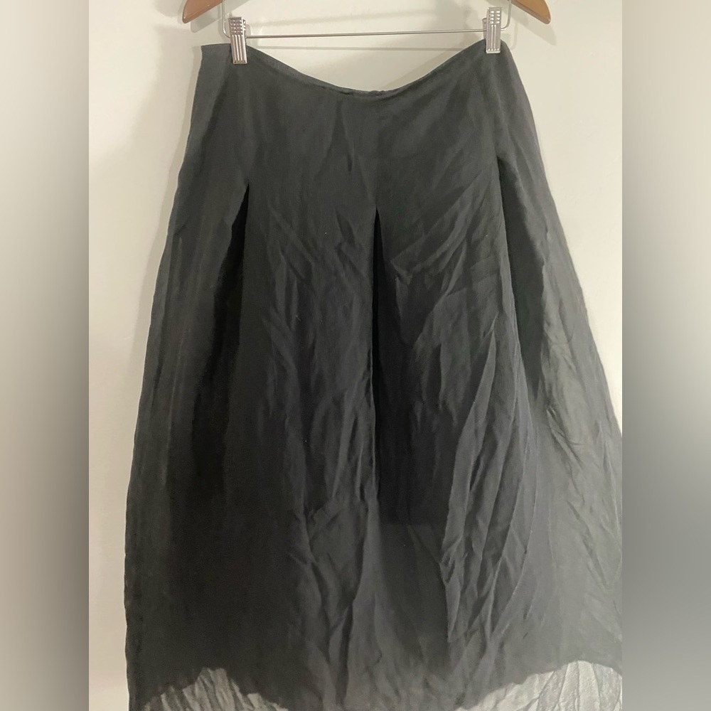 Eileen Fisher - Black Silk Pleated Skirt - Picture 5 of 13